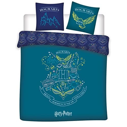 Image of Harry Potter Reversible Double Bedding Set, Duvet Cover 240 x 220 cm and 2 Pillowcases 63 x 63 cm, 100% Polyester