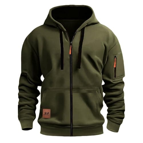 Image of NSICBMNO Green Hoodies For Men Uk Full Zip Up Jumper Casual Hooded Lightweight Jackets With Pockets Outdoor Fleece Jackets Long Sleeve Jacket Pullover Hoody Oversized Sweatshirt Loose Fit Hoodies 3Xl
