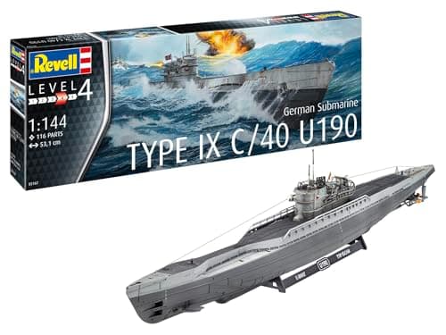 Image of Revell 05167 Kit 1:144-German Submarine Type IX C/40 (U190), Unpainted