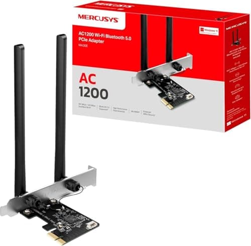 Image of MERCUSYS MA30E AC1200Mbps Wireless Bluetooth 5.0 PCIe WiFi Adapter for PC, MU-MIMO Wider Signal Coverage PCIe WiFi Card, Network Card for Desktop/PC Windows 10/11(64Bit)