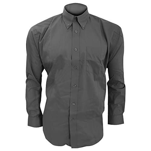 Image of Kustom Kit Corporate Oxford Shirt - Long Sleeve, Charcoal, 16.5inch