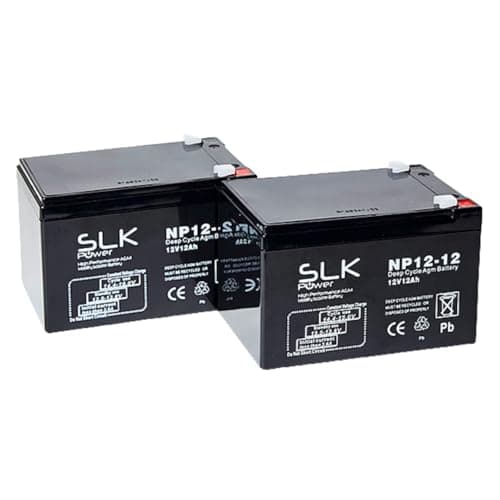 Image of SLK Power Mobility Scooter AGM Battery Pair of 2 x 12v 12ah Reliable And long Lasting Replacement Batteries For Electric Scooters And Wheelchairs