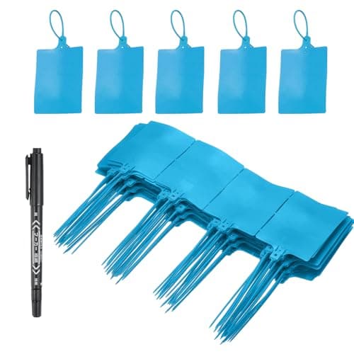 Image of PATIKIL 10inch Zip Ties, 100pcs Cable Ties Tags Nylon Wire Marking Label Self Locking Plastic Straps Write on with Pen for Logistics Transportation Packaging Warehouse Organization, Blue