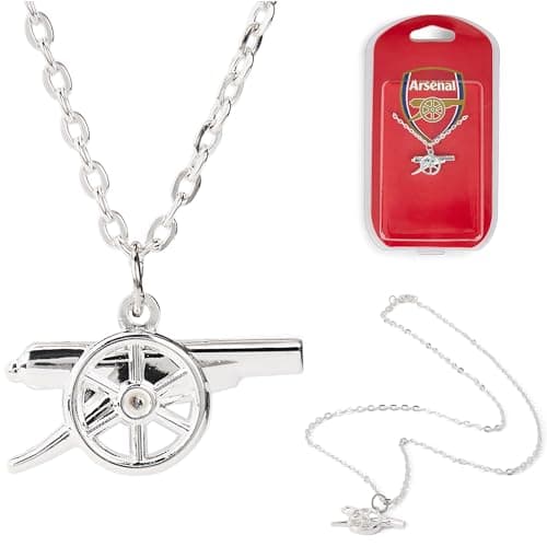 Image of The Gift Scholars Officially Licensed Arsenal FC Cannon Pendant Necklace, Silver Plated Chain, Men's Licensed Accessory