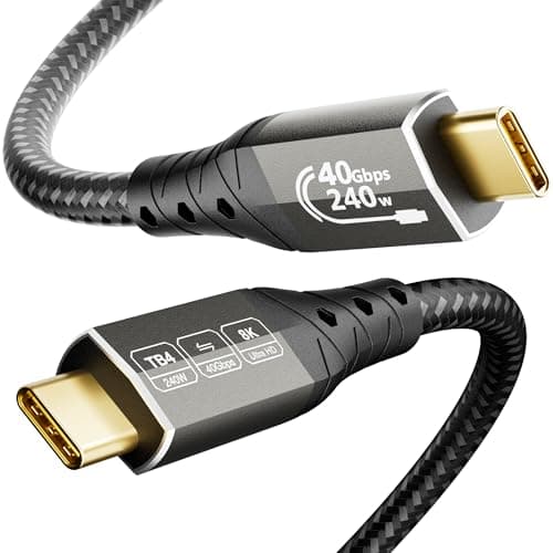 Image of ZIKNYDO USB 4 for Thunderbolt 4 Cable 1m, 40Gbps USB C Data Cable, 8K/4K Video, 240W Charging, USB-C Thunderbolt Cable, for Thunderbolt 3, iPhone 16 Series, SSD, MacBook, eGPU (3.3FT)