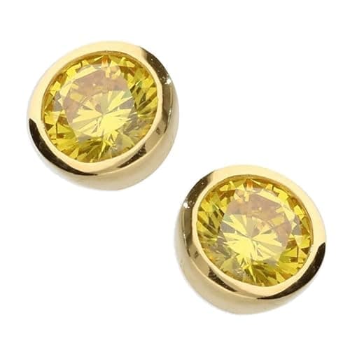 Image of 9ct Gold on Silver Citrine Stud Earrings - November Birthstone