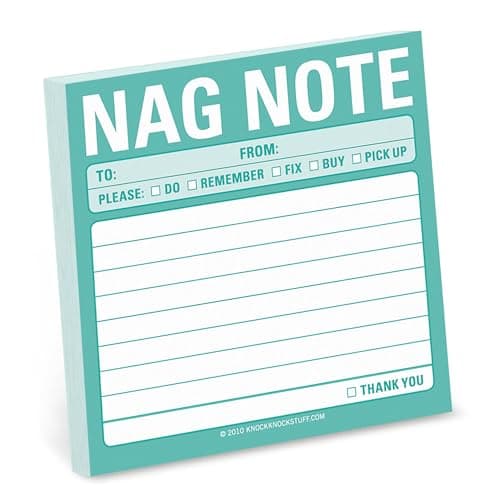 Image of 1-Count Knock Knock Nag Note Sticky Notes, to Do List Notepads, 3 x 3-inches Each