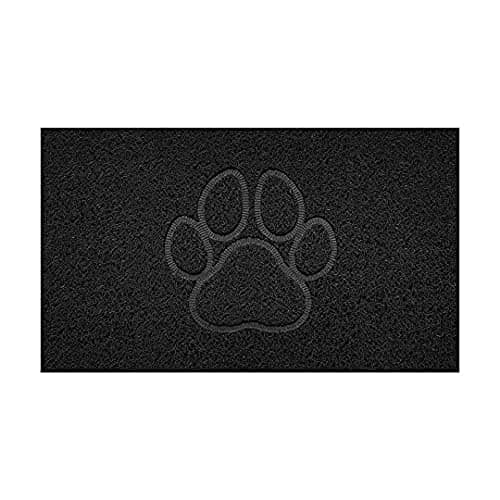 Image of Nicoman Embossed Spaghetti Door Mat Dirt-Trapper Jet-Washable Doormat 70x43cm (Black, PAW Shape) - Use Indoor or Sheltered Outdoor
