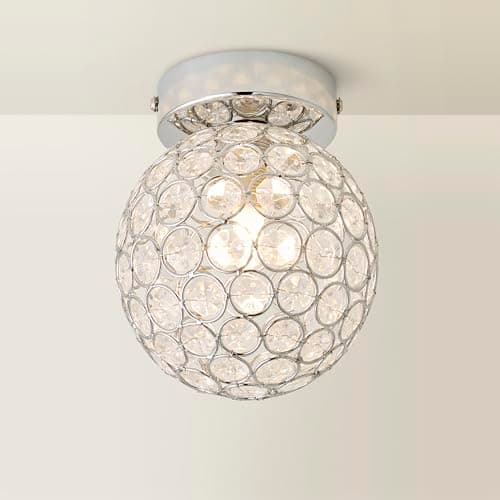 Image of ValueLights | Silver Chrome Sphere Globe Design Acrylic Jewel Ceiling Light Fitting | Close-to-Ceiling Lights, Home Décor & Improvement Essential | Mains Wired