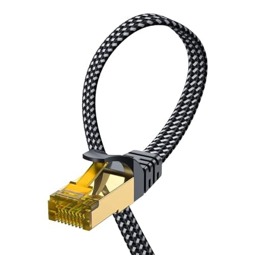 Image of ARISKEEN Cat 8 Ethernet Cable 5M, High-Speed 40Gbps 2000MHz Ethernet Cable Braided Flat Gigabit Rj45 STP Shielded Internet Network Lan Cable Cord for Modem Router PC