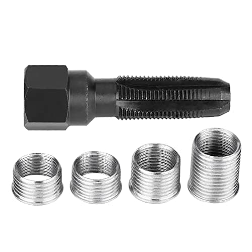 Image of Yosoo Health Gear Spark Plug Kit, 14mm Engine Spark Plug Stripped Thread Repair Kit, Carbon Steel Limited Access Thread Chaser with Four Size of Inserts for 14mm Sparking Plugs Repair