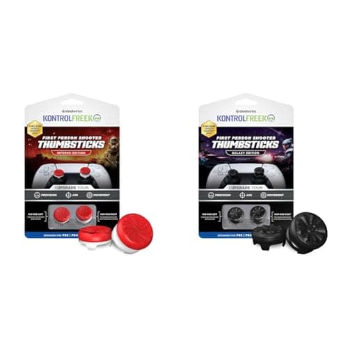 Image of Bundle of KontrolFreek FPS Performance Thumbsticks for PS5 & PS4 Controller Inferno Red + KontrolFreek FPS Freek Galaxy Black | Increased Precision & Grip for FPS Games