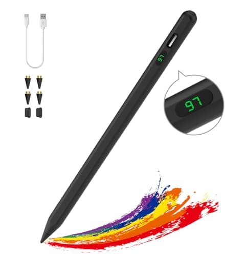 Image of MoKo Stylus Pens for Touch Screens, Fast Charge Stylus Pen for Apple iPad/iPhone/Samsung/Lenovo/IOS/Android Tablets&Smart Phone Universal Stylus Capacitive Screen Pencil with Power Display, Black