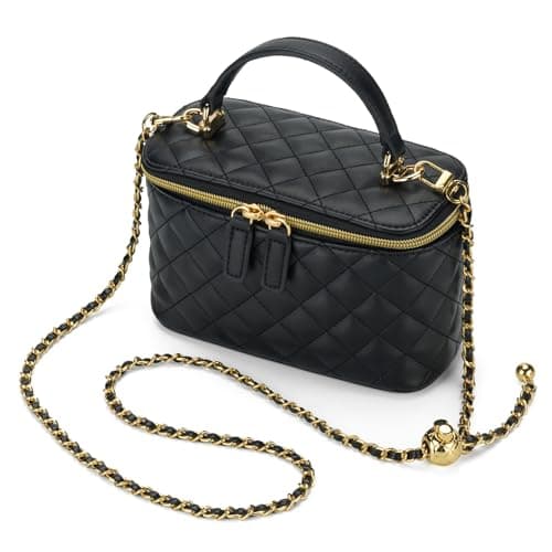 Image of GAYI URBAN Mini Quilted Box Crossbody Bags for Women, Small Square Designer Clutch Purses with Adjustable Chain Strap, Black, Quilted Crossbody Bag