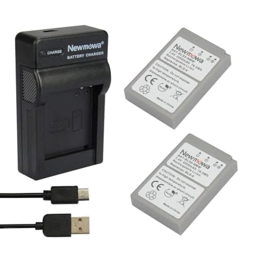 Image of Newmowa BLS-5 Replacement Battery (2-Pack) and Portable USB Charger kit for Olympus BLS-5, BLS-50, PS-BLS5 and Olympus OM-D E-M10, PEN E-PL2, E-PL5, E-PL6, E-PL7, E-PM2, Stylus 1