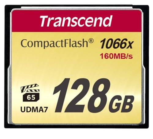 Image of Transcend 128GB CompactFlash 1000 Memory Card,Up to 160/120 MB/s,Supports High-Speed Ultra DMA Transfer Mode 7,appropriate - Ultra-High Resolution Full HD,3D and 4K UHDTV Video Recording TS128GCF1000