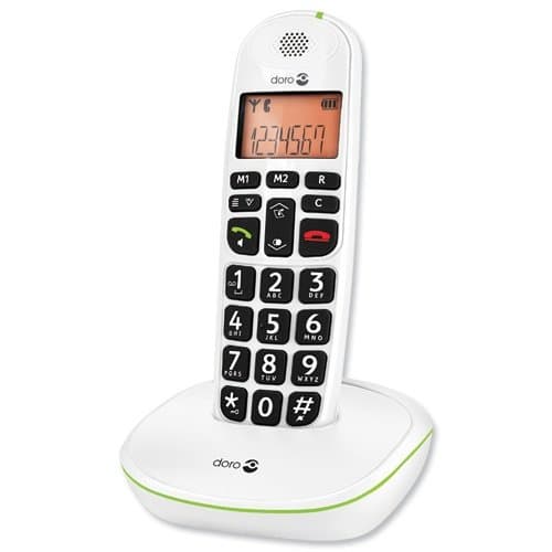Image of Doro PhoneEasy 100w Telephone Single Cordless Big Buttons 20-entry Phonebook 1 Caller ID Ref 100wSingle