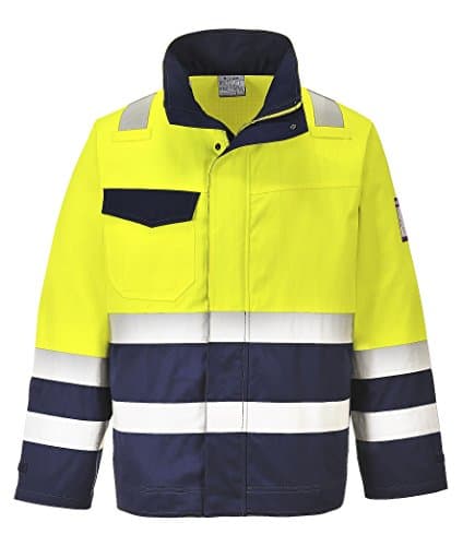 Image of Portwest Hi-Vis Modaflame Jacket, Color: Yellow/Navy, Size: XXXL, MV25YNRXXXL