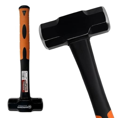 Image of 4Lb Heavy Duty Sledge Hammer - Short Handle, Comfort Grip | Fibreglass Rubber Shaft, DIY Multi Purpose Hardware, Durable Hand Tool, Household & Workshop Use