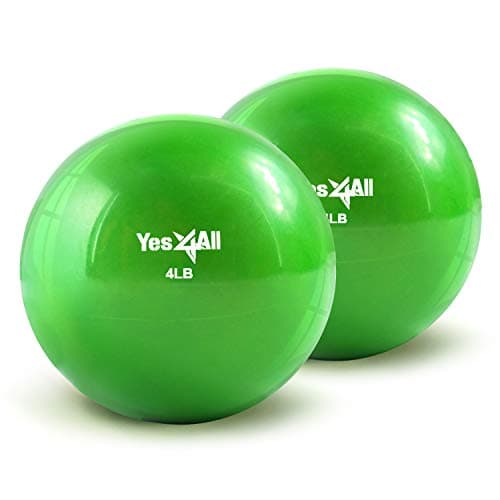 Image of Yes4All 1ARL Soft Weighted Medicine Toning Ball Green 1.8 kg Pair for Pilates, Yoga and Fitness