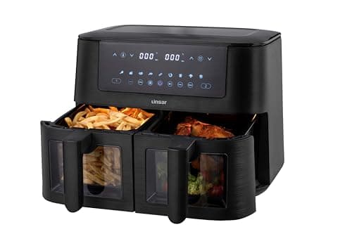 Image of Linsar - Dual Zone Air Fryer - with Double Chamber - 8L Air Fryer 2 Baskets - with Viewing Window - Touch Screen - 9 Presets - Sync Ready Technology (Black)
