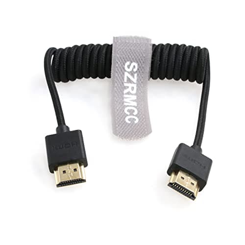 Image of SZRMCC 8k 2.1 HDMI to HDMI Ultra High Speed Coiled Braided Cable for Z Cam E2 Sony FX6 FX9 Canon EOS C70 C300 Portkeys BM5 Atomos Ninjav V Shogun Monitor