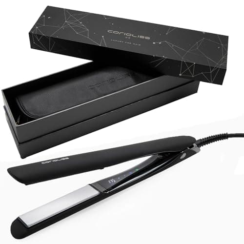 Image of Corioliss C5 Hair Straightener for Women | Professional Titanium Plates | Ionic Flat Iron | Adjustable Temperature 80°C–235°C | 30-Second Heat-Up | Travel Case | UK Plug | Black Chrome