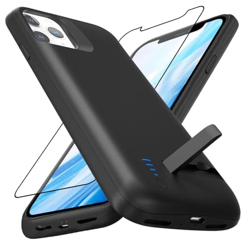 Image of Giabuao Battery Case for iPhone 11 Pro(5.8"), Real 8500mAh Slim Rechargeable Extended Charging Case Power Bank with Stand, Portable Protective Battery Backup for iPhone 11 Pro Black