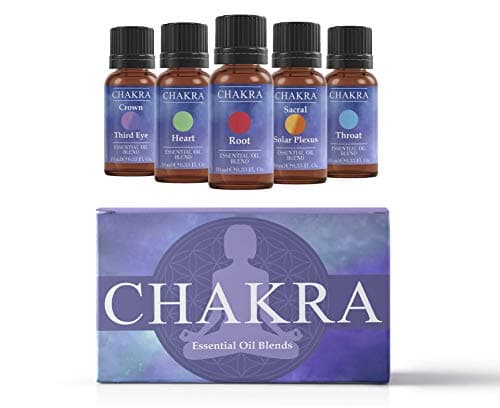 Image of Mystic Moments | Chakra Essential Oil Blends Gift Starter Pack | 5 x 10ml 100% Pure Aromatherapy Oils | Crown/Third Eye, Heart, Root, Sacral & Throat Chakra Blends