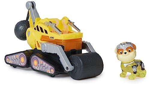 Image of Paw Patrol: The Mighty Movie, Construction Toy Truck with Rubble Mighty Pups Action Figure, Lights and Sounds, Kids’ Toys for Boys and Girls 3+