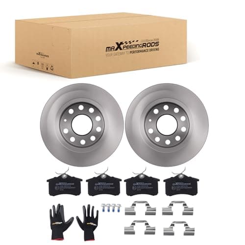 Image of maXpeedingrods Brake Set 2 x Brake Discs and 4 x Brake Pads Rear for A3 8P1 8P7 for Seat Altea Octavia II for Golf etta IV 1K0615601K 1K0615601AB