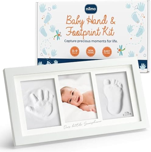 Image of Niimo Baby Hand and Footprint Kit Clay - Baby Photo Frame & Inkless Hand & Footprint Kit, Personalised Keepsake & Gifts with Clay Prints, Photo Slot, Stamps & More, New Parents Gift