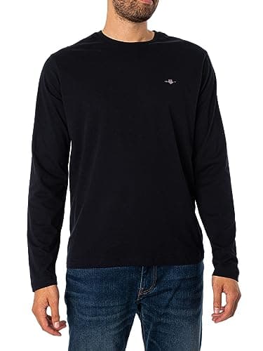 Image of GANT Men's REG Shield LS T-Shirt, Black, Standard, Black, XL