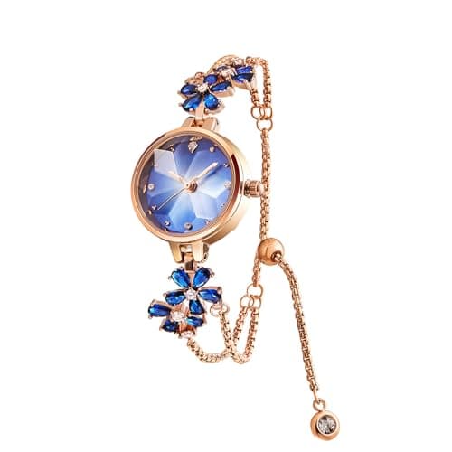 Image of SURVAN WatchDesigner Women's Watch Movement Quart Ladies Bracelet Wrist Watch Round Dial Brass Strap with Diamonds Women Watch(Blue Color)