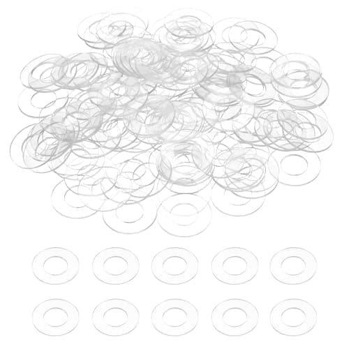Image of sourcing map 120 Pcs M10 PVC Flat Washers 10mm ID 20mm OD 1mm Thick Plain Washer Grommets Plastic Sheet Gasket Fastener Sealing Spacer Gasket Ring Water Hose Washers, Clear