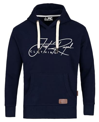 Image of JRC Just Royal Clothing Mens Pullover Fleece Hoodies, Lightweight Casual Hooded Sweatshirt Tops with Kangaroo Pockets for Gym & Running (Navy, XL)