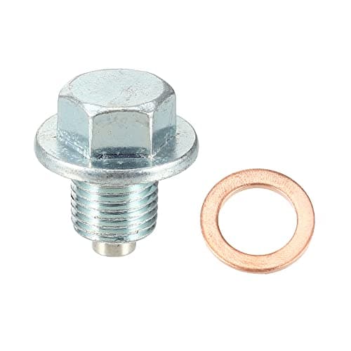 Image of X AUTOHAUX 1 Set M12x1.25 Car Engine Oil Drain Plug with Washer 90341-12012 for Toyota RAV4 2001-2013 Steel Silver Tone