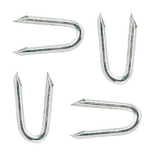 Image of Merriway BH03720 (50 gm) Galvanised Netting Staple U-Nail, 20 mm (3/4 inch) x 2.1 mm - Pack of 50 gm (Approx. 48pcs)