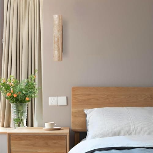 Image of YUPIN Wabi-sabi Natural Yellow Travertine Wall Lamp Vintage Handmade Stone Wall Lamp Retro Cream Bedside Lamp Wall Light G9 Japanese Style Decoration Wall Sconce For Living Room Bedroom Corridor(28cm)