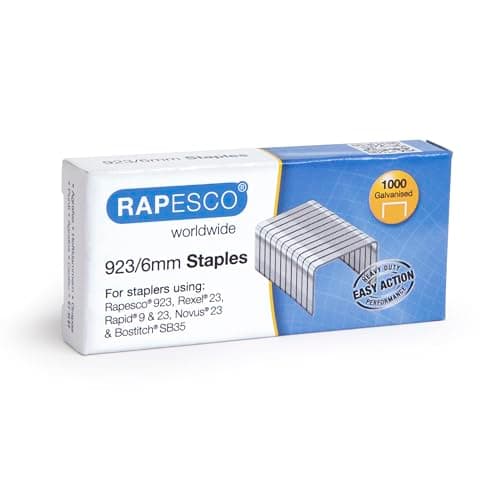Image of Rapesco 1235 Type 923/6 mm Galvanised Heavy Duty Staples, Pack of 1000