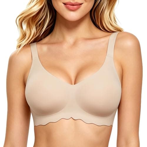 Image of HORISUN Jelly Bras for Women Wireless Push Up Seamless Non Wired Comfort Soft Gel Support Padded Everyday Tshirt Bra with Extender Full Coverage - Nude Beige, XL