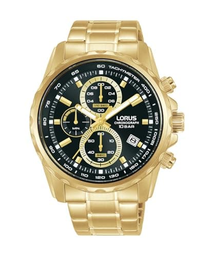 Image of Lorus Gents Chronograph Stainless Steel Quartz Sports Watch with Date Display, Gold-Tone, 43mm