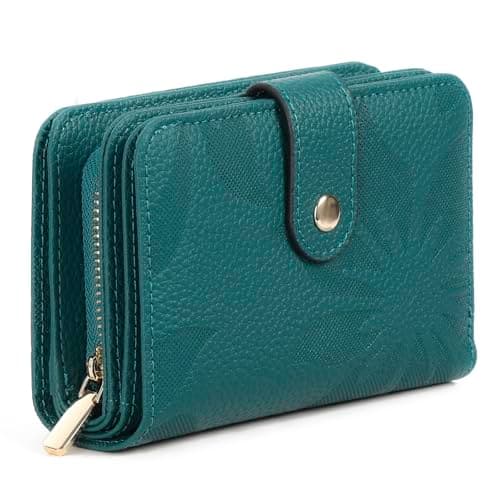 Image of GAEKEAO Ladies Leather Purse RFID Blocking Women's Wallet Bifold Ladies Credit Card Wallet with Zip Around Coins Section Real Leather Purse