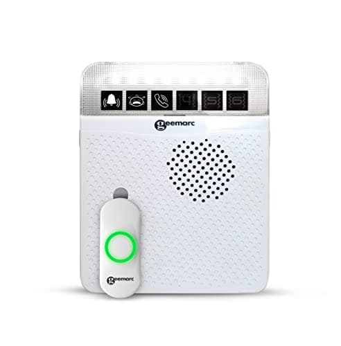 Image of Geemarc Amplicall 100 - Wireless Receiver for Home Alert System with Loud Alarm and Flashing Lights - Works as Doorbell and Phone Ringer Amplifier, Sound Detector, and SOS Alarm - For Hearing Impaired
