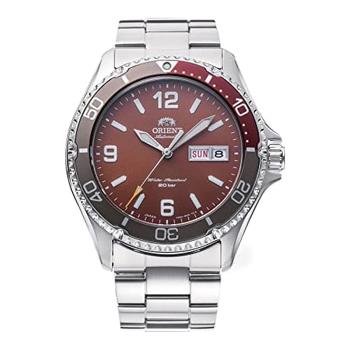 Image of Orient Kamasu/Mako III Men's Automatic Manual Winding Sports Steel or Silicone Divers' Watch with Screw Crown and Sapphire Crystal, Arab Red, Sporty