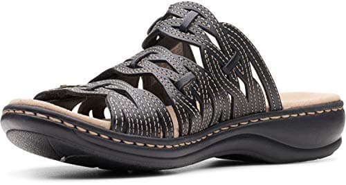 Image of Clarks Women's Leisa Faye Sandal, Black Leather, 4 UK