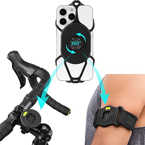 Image of Bone 360° Rotatable 2-in-1 Removable Phone Holder for Jogging Cycling, Universal Sports Armband Bicycle Holder for Smartphone 4.7-7.2 inches, Bicycle Computer Garmin - Run + Bike Tie Connect Kit 2