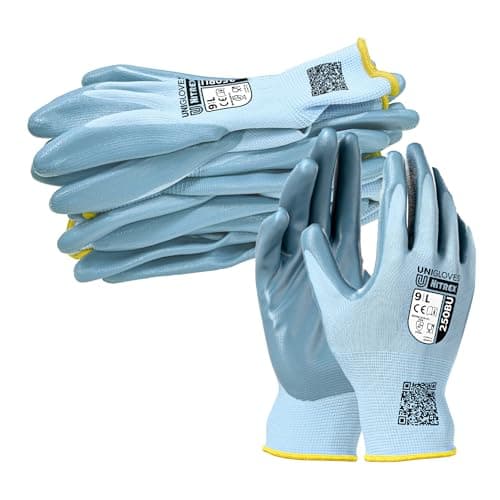 Image of NITREX 250BU Blue, General Handling Safety Gloves, Abrasion Resistant Nitrile Palm Coating, Polyester Liner, Enhanced Grip, Mechanical and Industrial Protection - 10 Pairs, Size 7