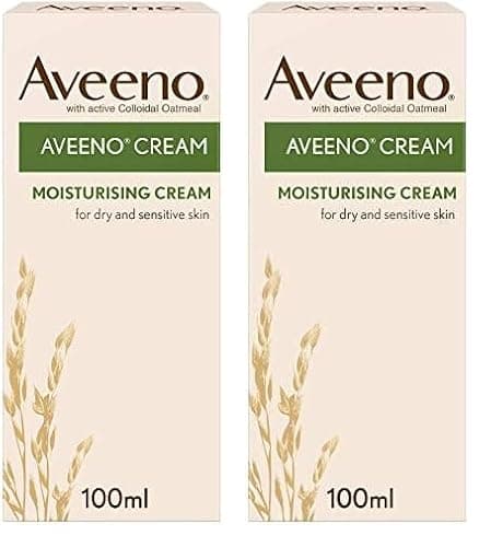 Image of Aveeno Moisturising Cream (1x 100ml), Nourishing Body Lotion with Hydrating Colloidal Oatmeal, Full Body Moisturiser for Dry and Sensitive Skin, Suitable For Adults & Babies From 3 Months (Pack of 2)
