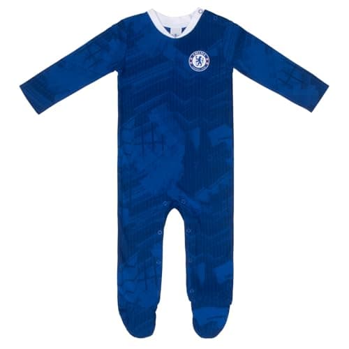 Image of Chelsea Baby Sleepsuit - Official Football Gift, Royal Blue, 12–18 Months